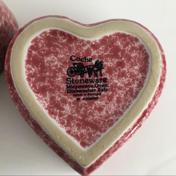 Coche Stoneware Heart Ramekins Pink White Spatter Portugal 2 Ceramic bakeware - Picture 4 of 15